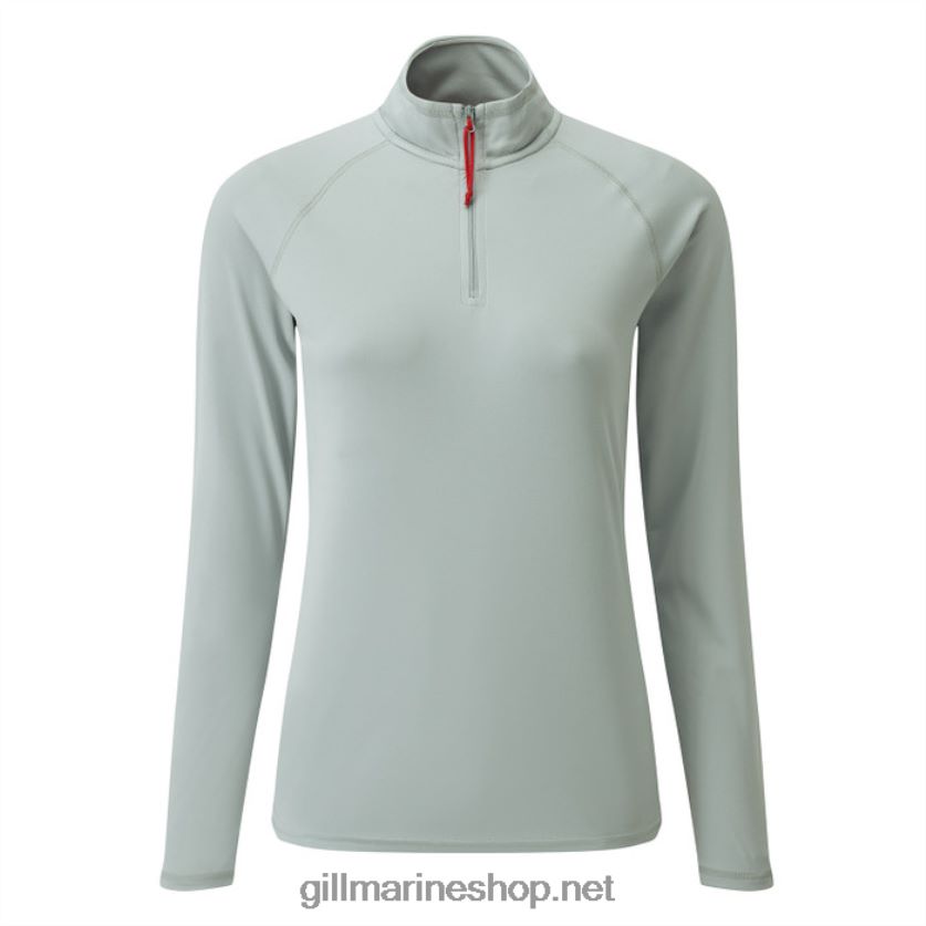 Gill Marine γυναικείο μπλουζάκι με φερμουάρ uv tec - μακρυμάνικο μέτριο γκρι 480P62203