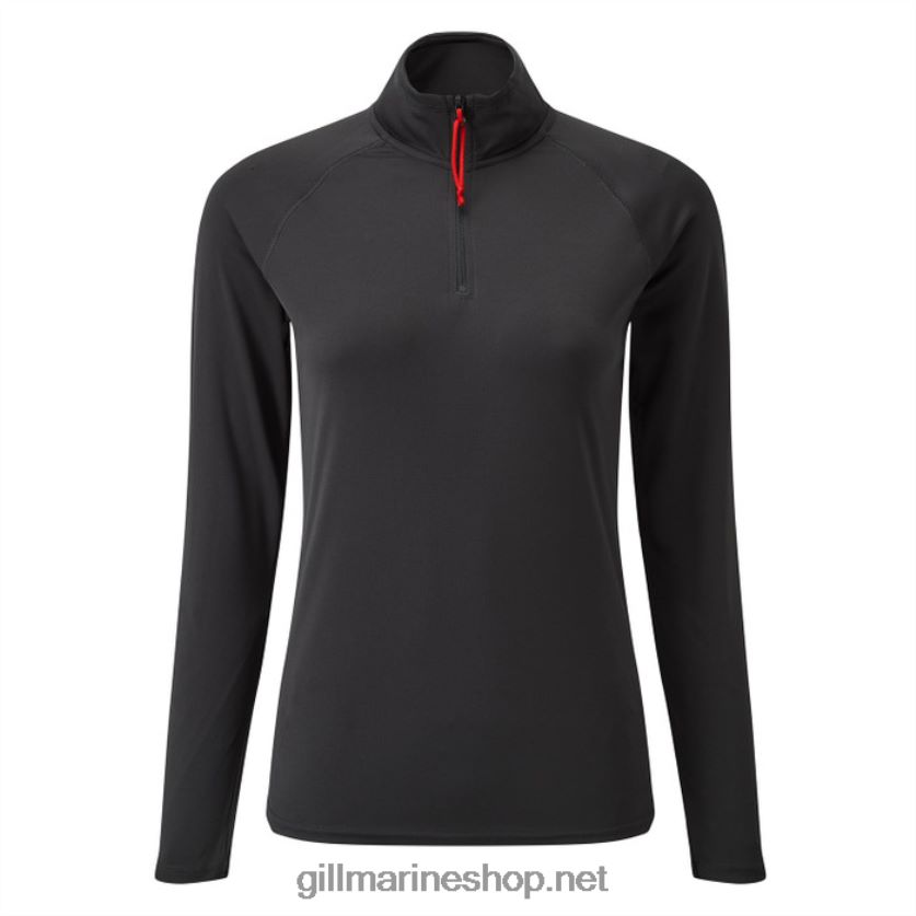 Gill Marine γυναικείο μπλουζάκι με φερμουάρ uv tec - μακρυμάνικο ξυλάνθρακας 480P62204